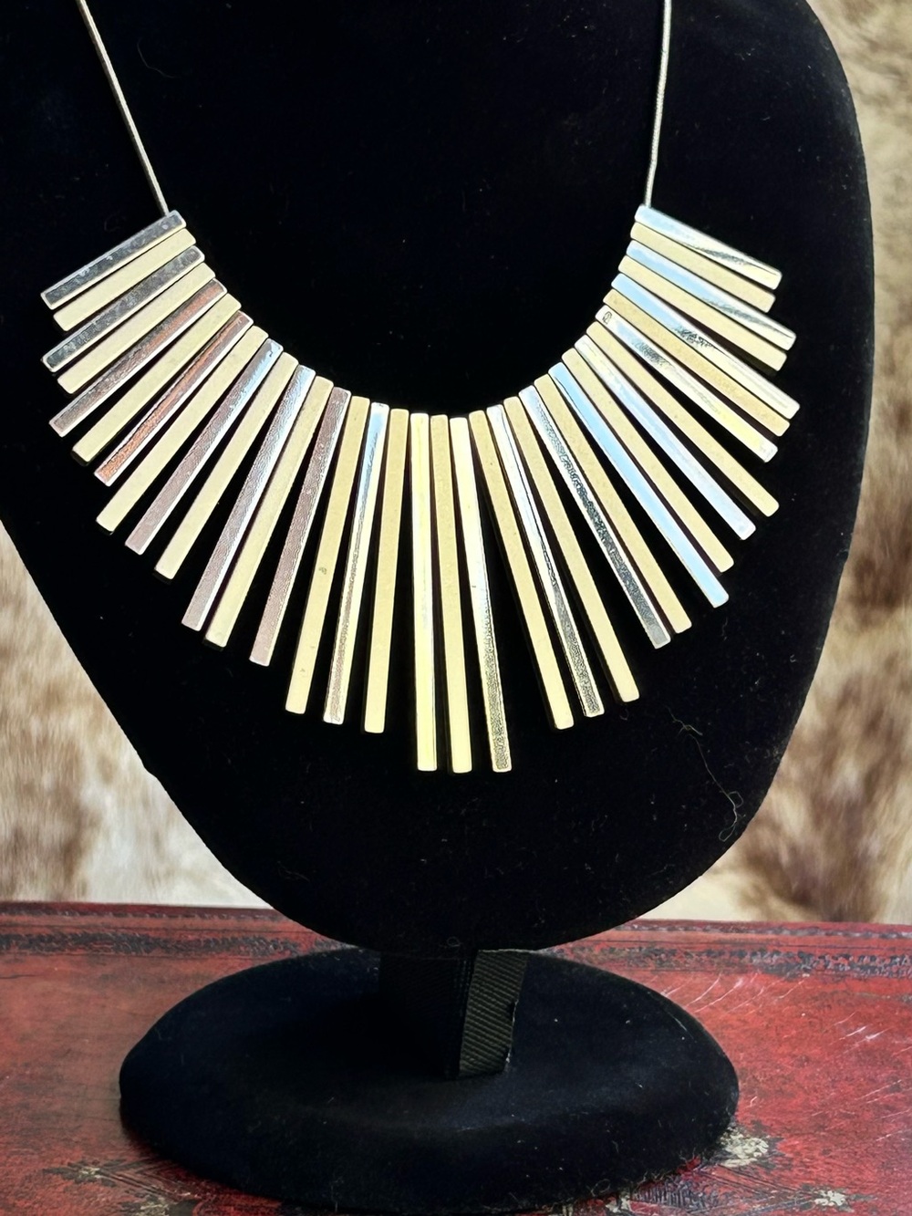 Charlie Mixed Metal Bar Fringe Necklace - Gold & Silver Tone Womens Jewelry